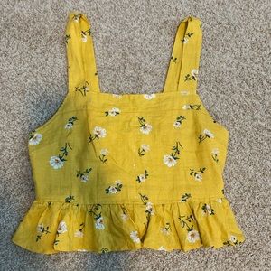 cute yellow floral peplum top